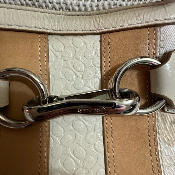 Coach Hampton Beige And Tan Canvas Logo‎ And Leather Accents And Trim Satchel. - Picture 9 of 12